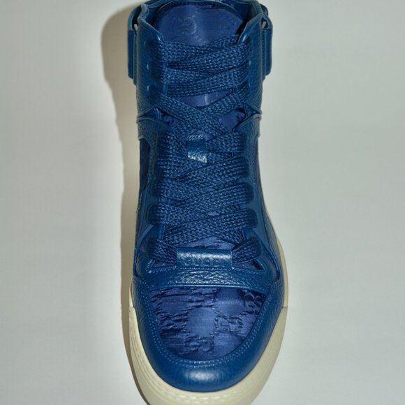NIB GUCCI GG GUCCISSIMA MENS HITOP NYLON LEATHER SNEAKERS - Picture 11 of 12